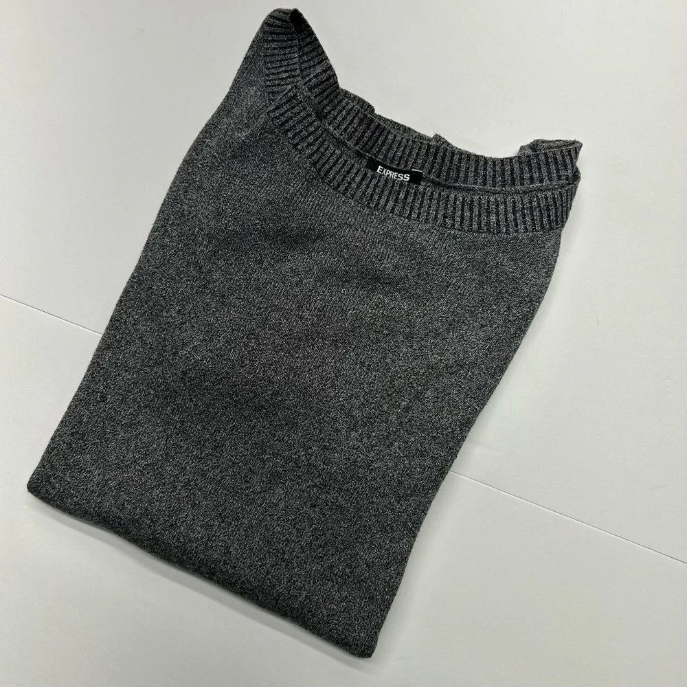 Express Gray Women's Sweater LG Round Neck Cotton Blend NWOT